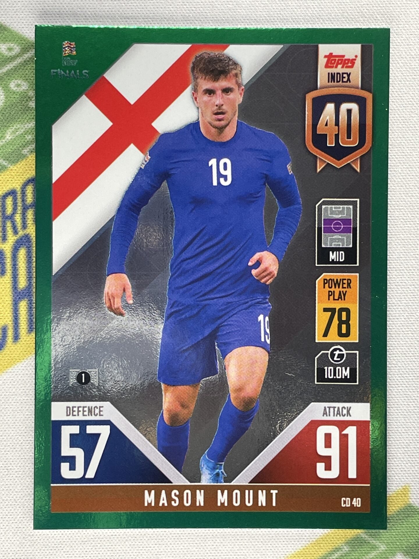 Mason Mount England Green Foil Parallel Topps Match Attax 101 Road to Nations League 2022 Card