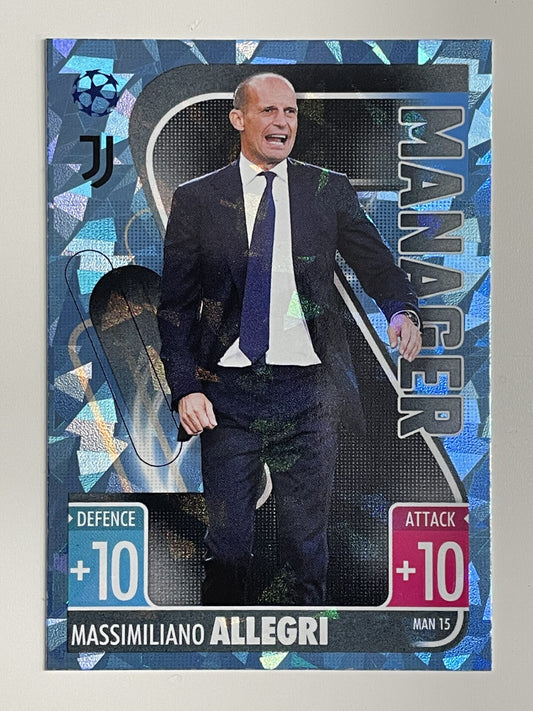 Massimiliano Allegri Juventus Manager Crystal Foil Parallel Topps Match Attax Extra 2021:22 Champions League Card