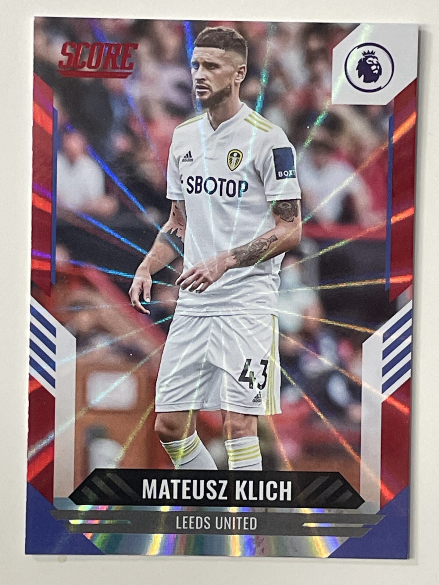 Mateusz Klich Leeds United Base Red Laser Parallel Panini Premier League Score 2021 2022