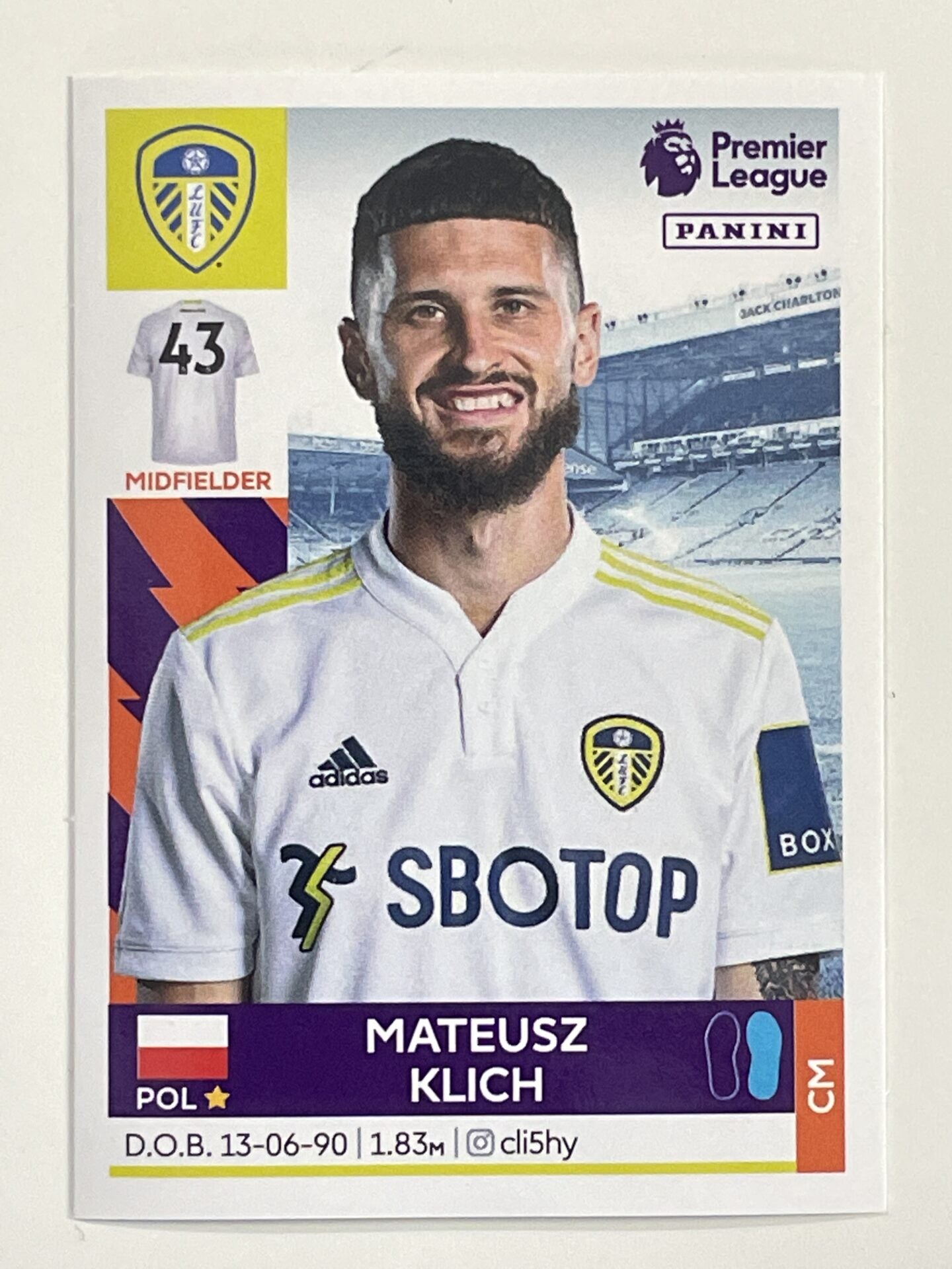 Mateusz Klich Leeds United Panini Premier League 2022 Football Sticker