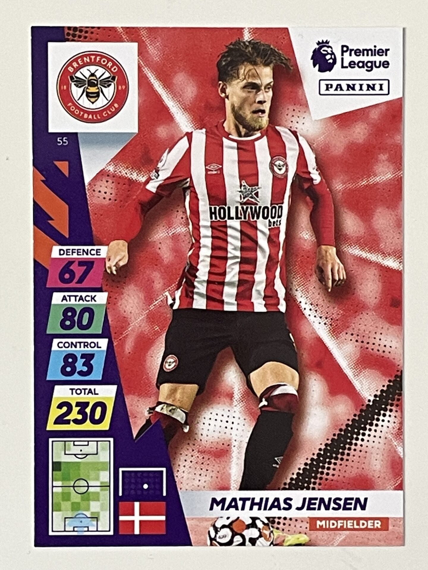 Mathias Jensen Brentford Base Panini Adrenalyn XL PLUS Premier League 2021 2022