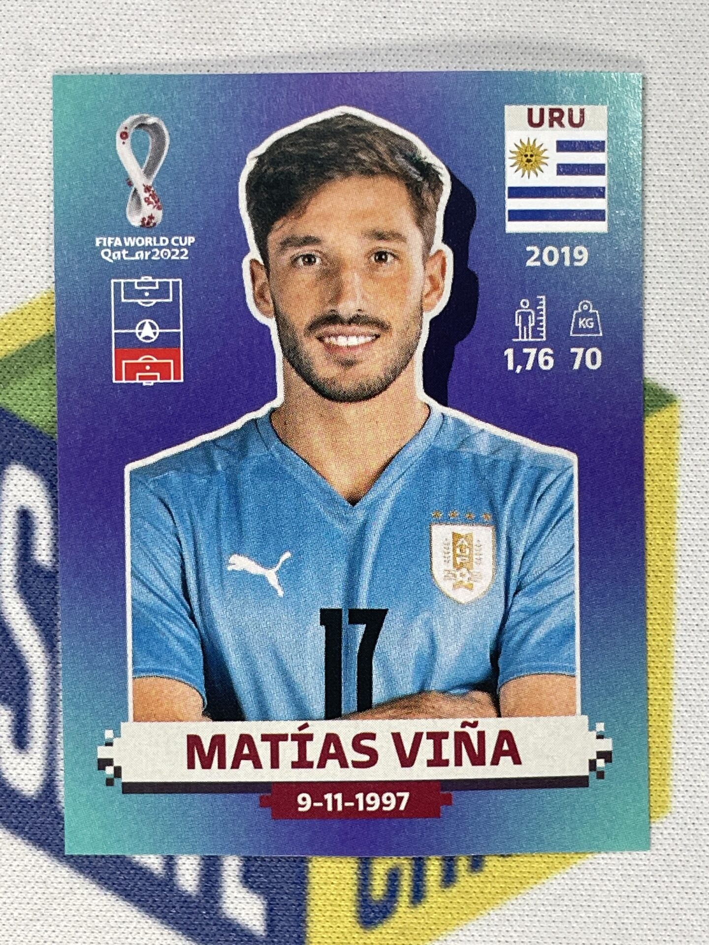 Matias Vina Uruguay Panini World Cup 2022 Qatar Stickers