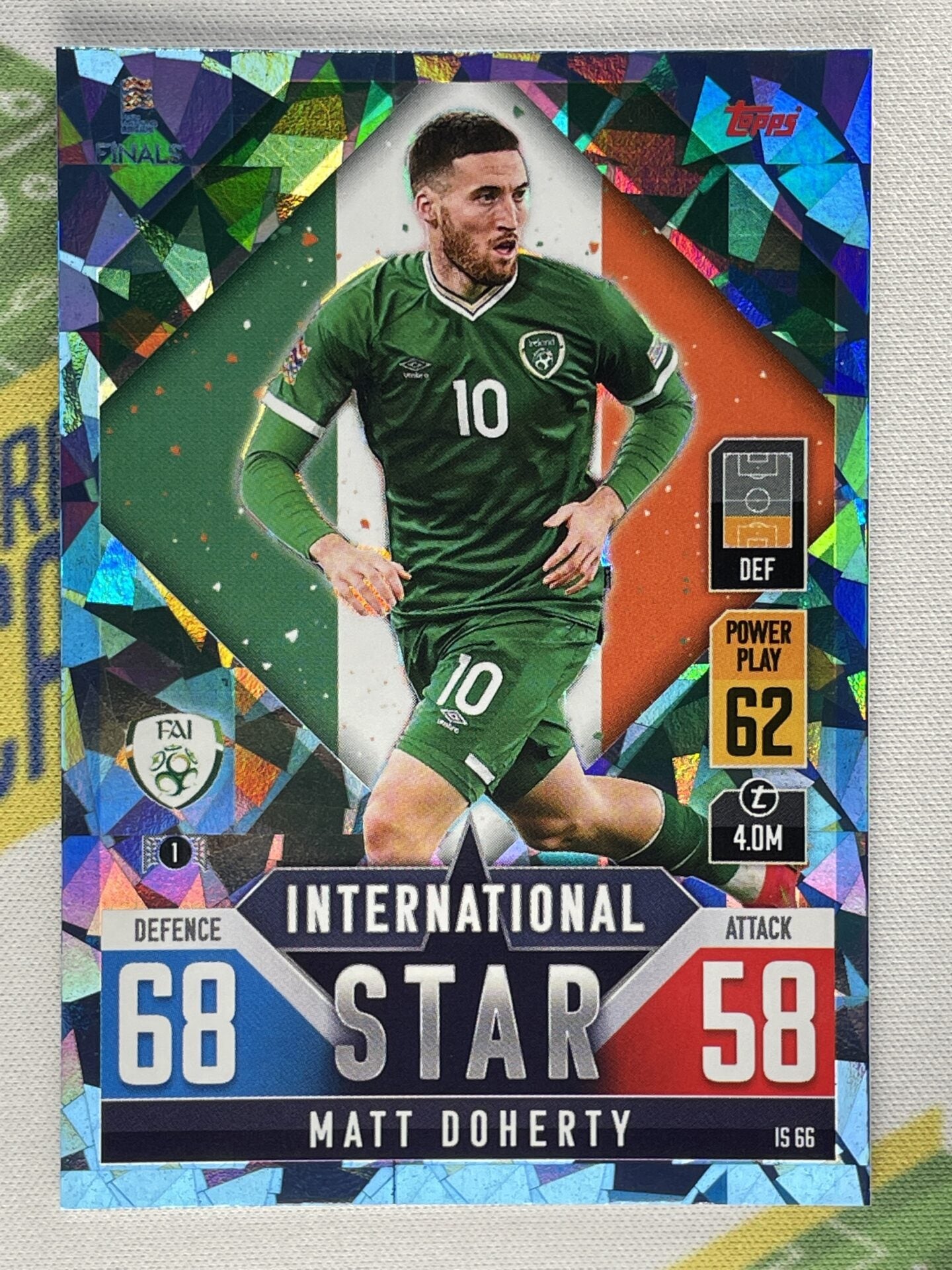 Matt Doherty Ireland Crystal Foil Parallel Topps Match Attax 101 Road to Nations League 2022 Card