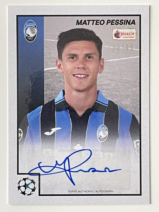 Matteo Pessina Atalanta Base Autograph Parallel 31:99 Topps Merlin Heritage 97 UEFA Champions League Card