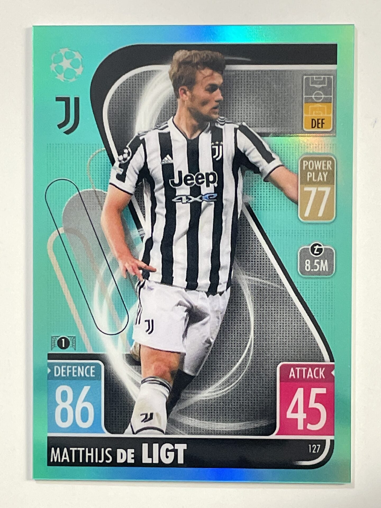 Matthijs De Ligt Aqua Parallel Topps Match Attax Chrome 2021 2022