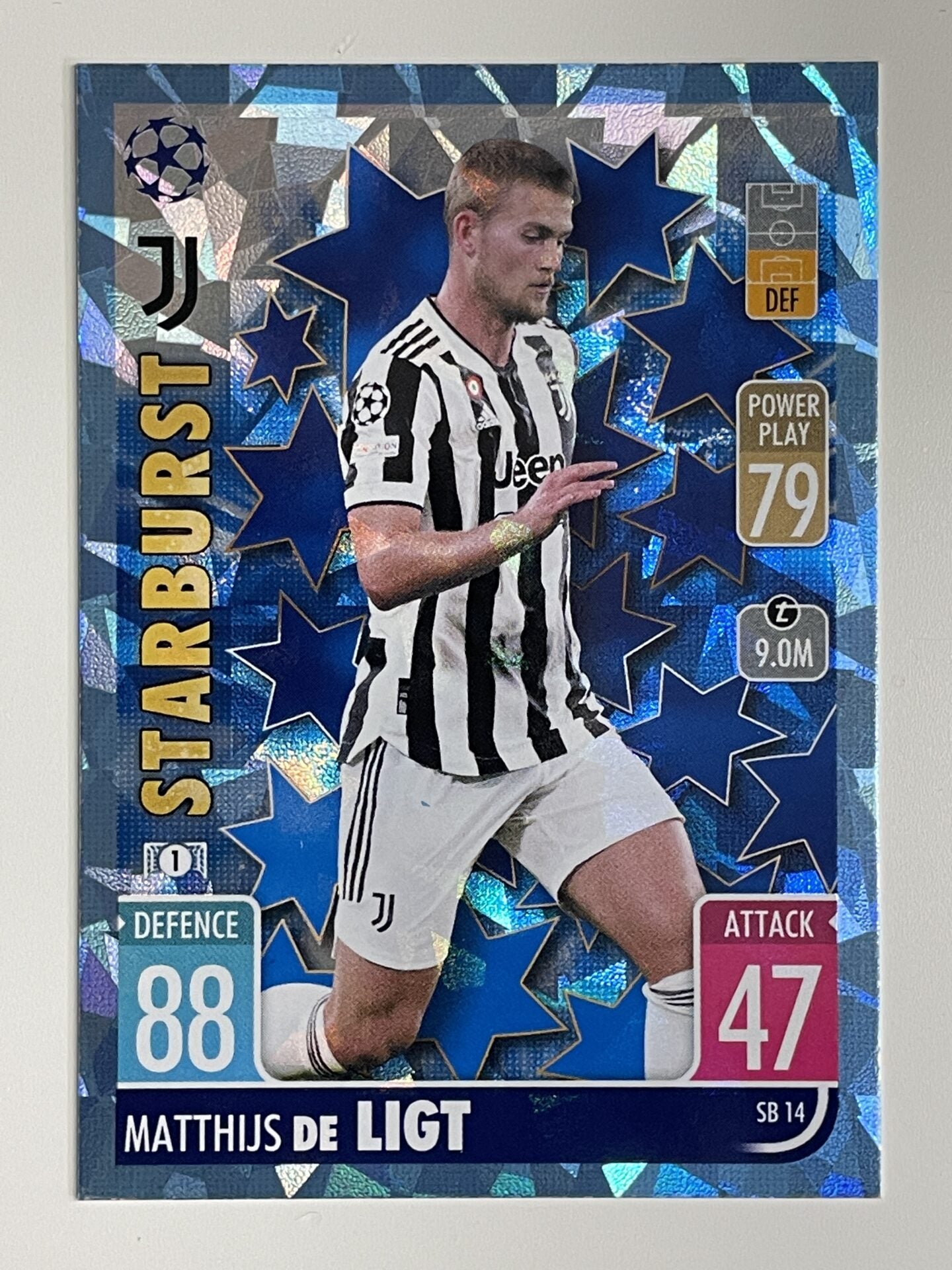 Matthijs De Ligt Juventus Starburst Crystal Foil Parallel Topps Match Attax Extra 2021:22 Champions League Card