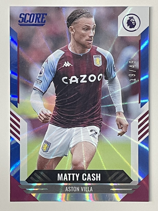 Matty Cash Aston Villa Base Blue Laser Parallel Panini Premier League Score 2021 2022