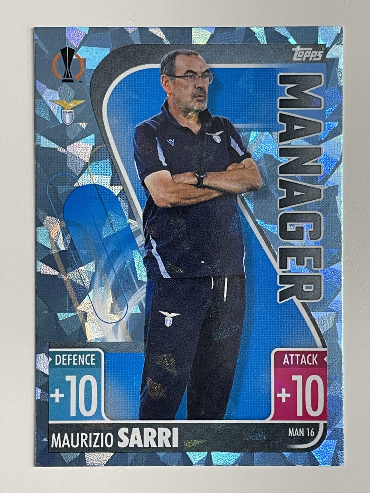 Maurizio Sarri Lazio Manager Crystal Foil Parallel Topps Match Attax Extra 2021:22 Champions League Card