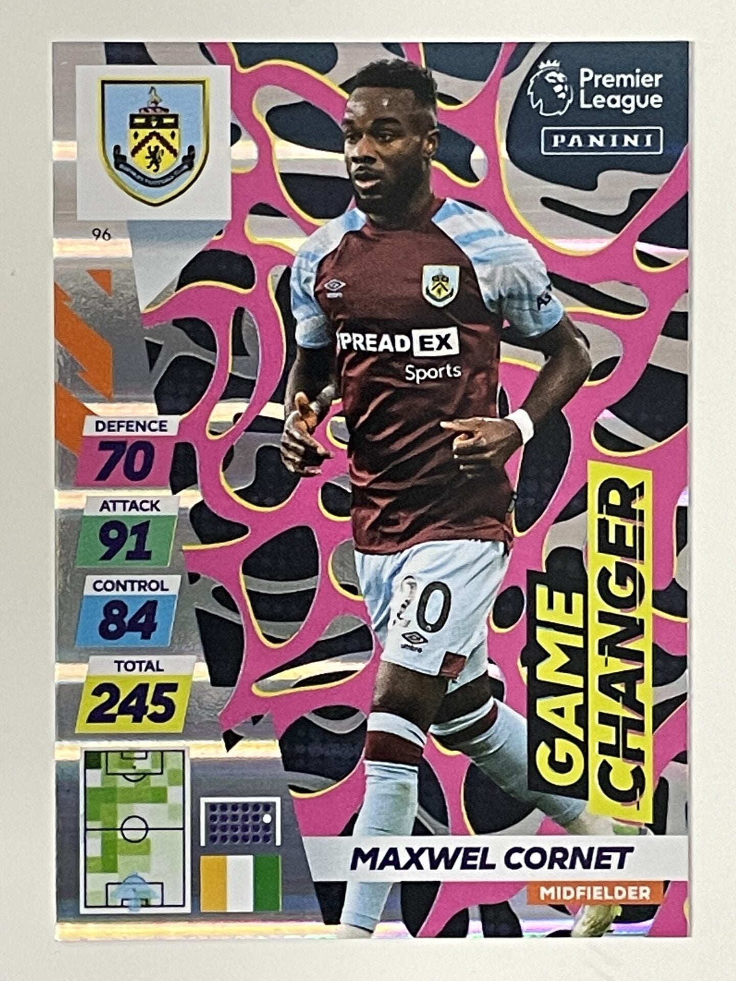 Maxwel Cornet Burnley Game Changer Panini Adrenalyn XL PLUS Premier League 2021 2022