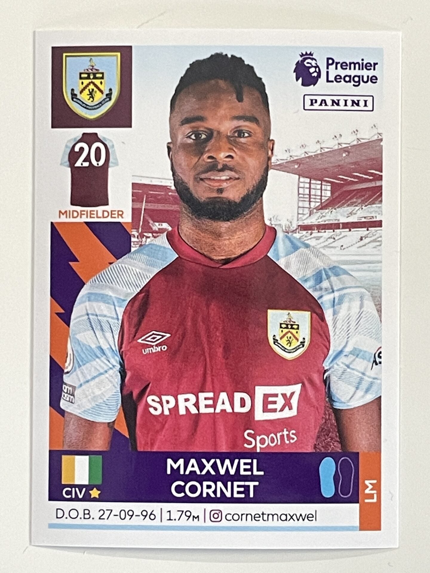 Maxwel Cornet Burnley Panini Premier League 2022 Football Sticker