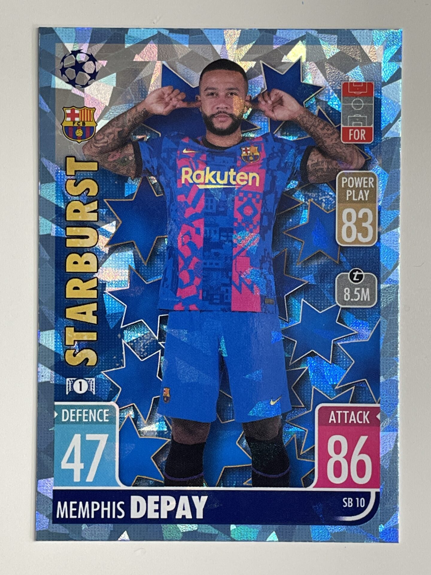 Memphis Depay Barcelona Starburst Crystal Foil Parallel Topps Match Attax Extra 2021:22 Champions League Card