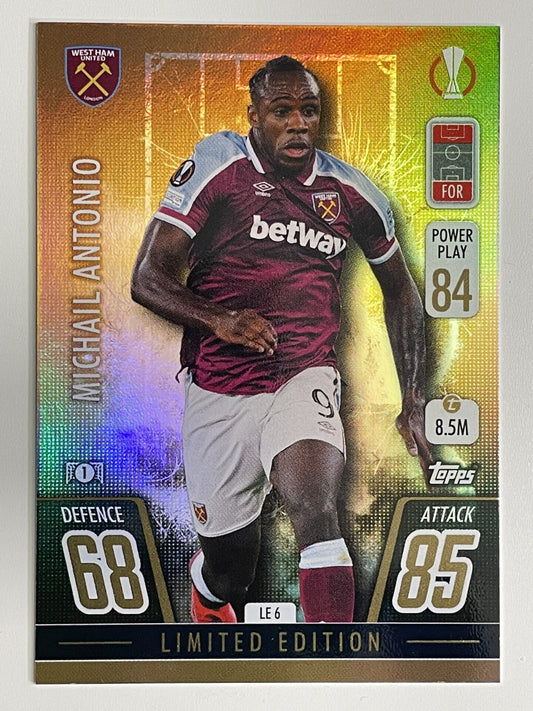 Michail Antonio West Ham Gold Limited Edition Topps Match Attax Extra 2021:22 Champions League Card