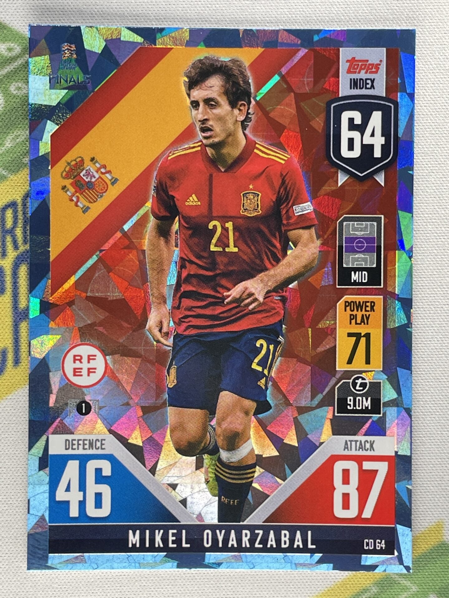 Mikel Oyarzabal Spain Crystal Foil Parallel Topps Match Attax 101 Road to Nations League 2022 Card