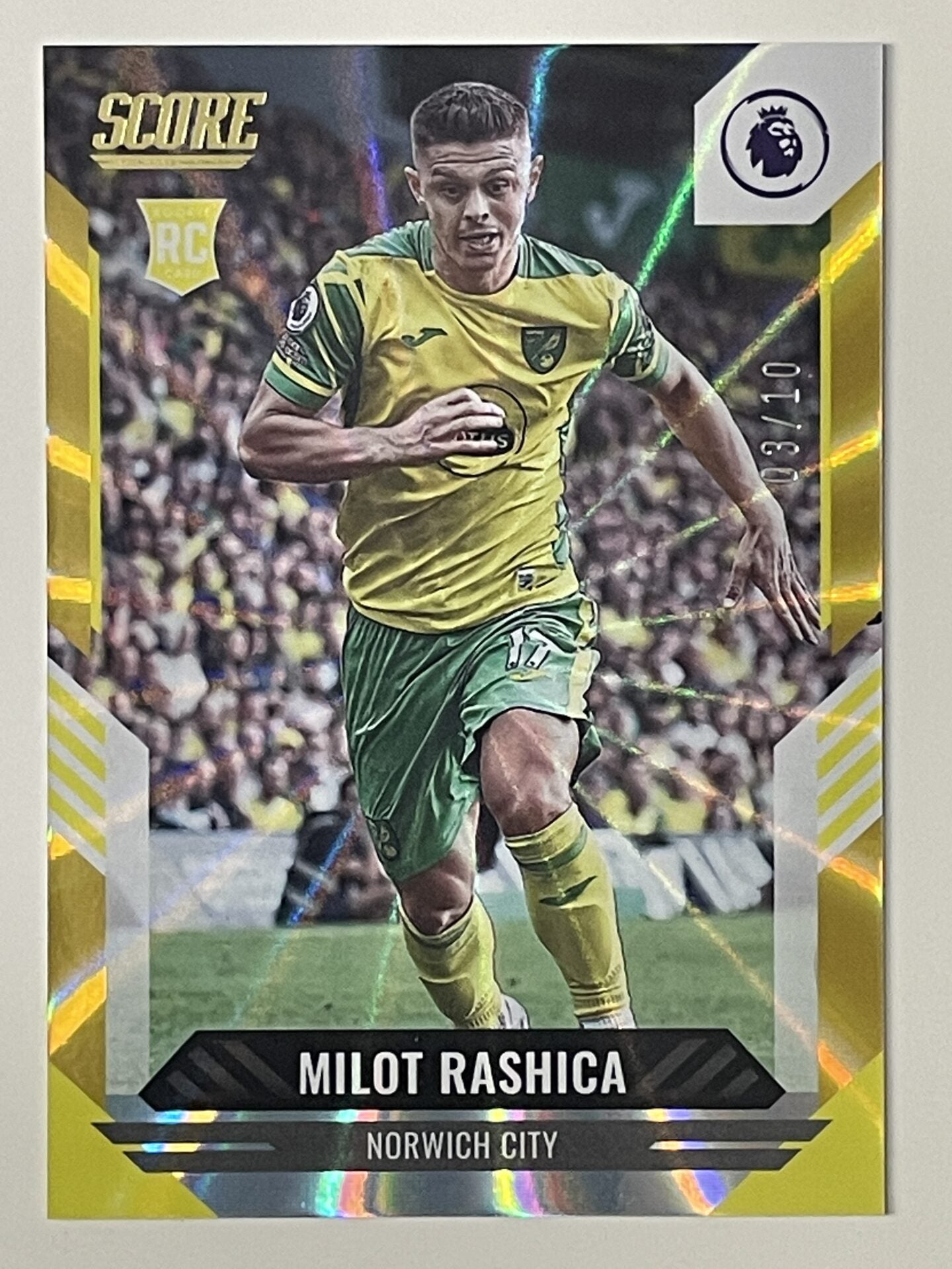 Milot Rashica Norwich City Base Gold Laser Parallel Panini Premier League Score 2021 2022