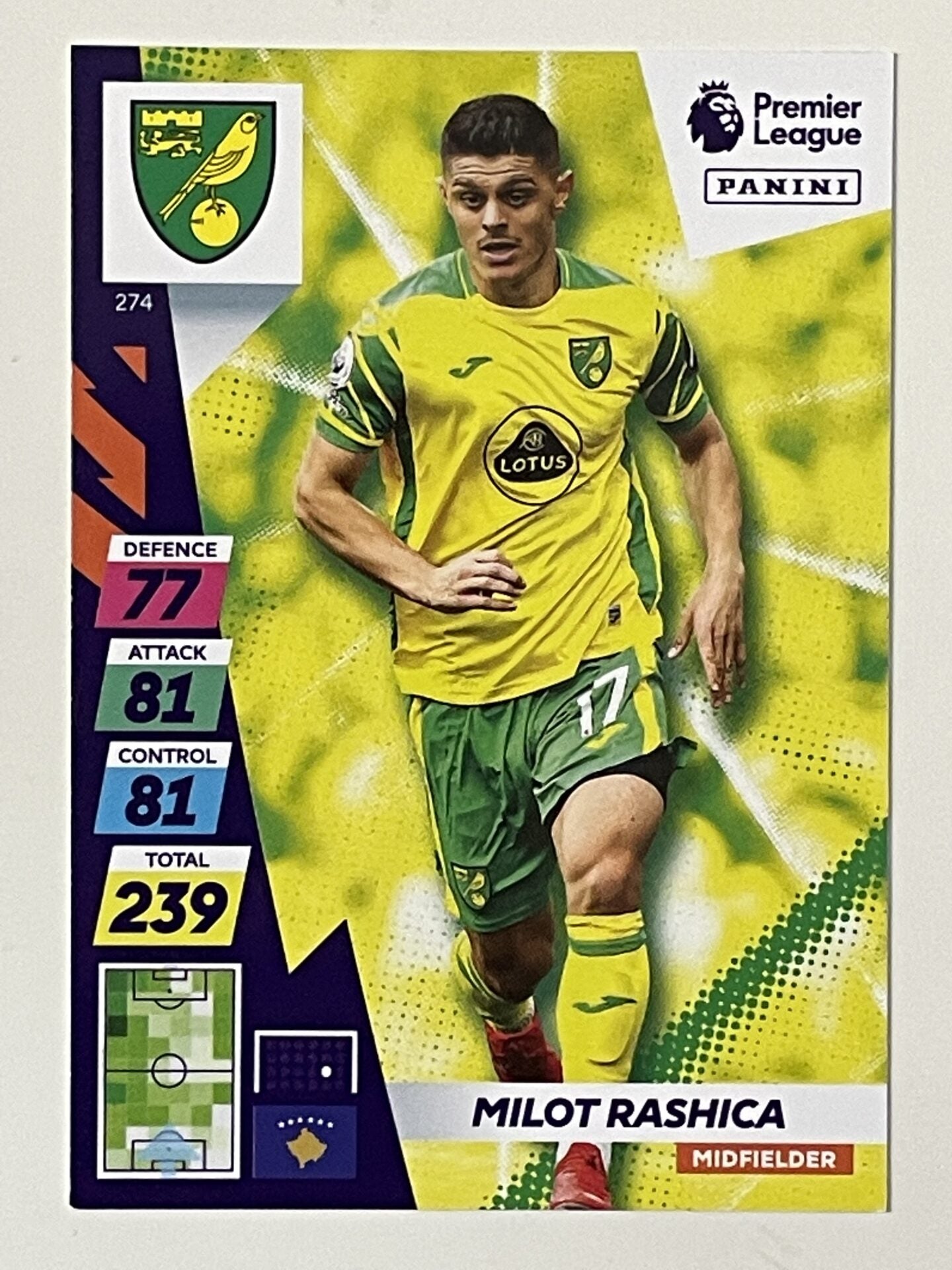 Milot Rashica Norwich City Base Panini Adrenalyn XL PLUS Premier League 2021 2022