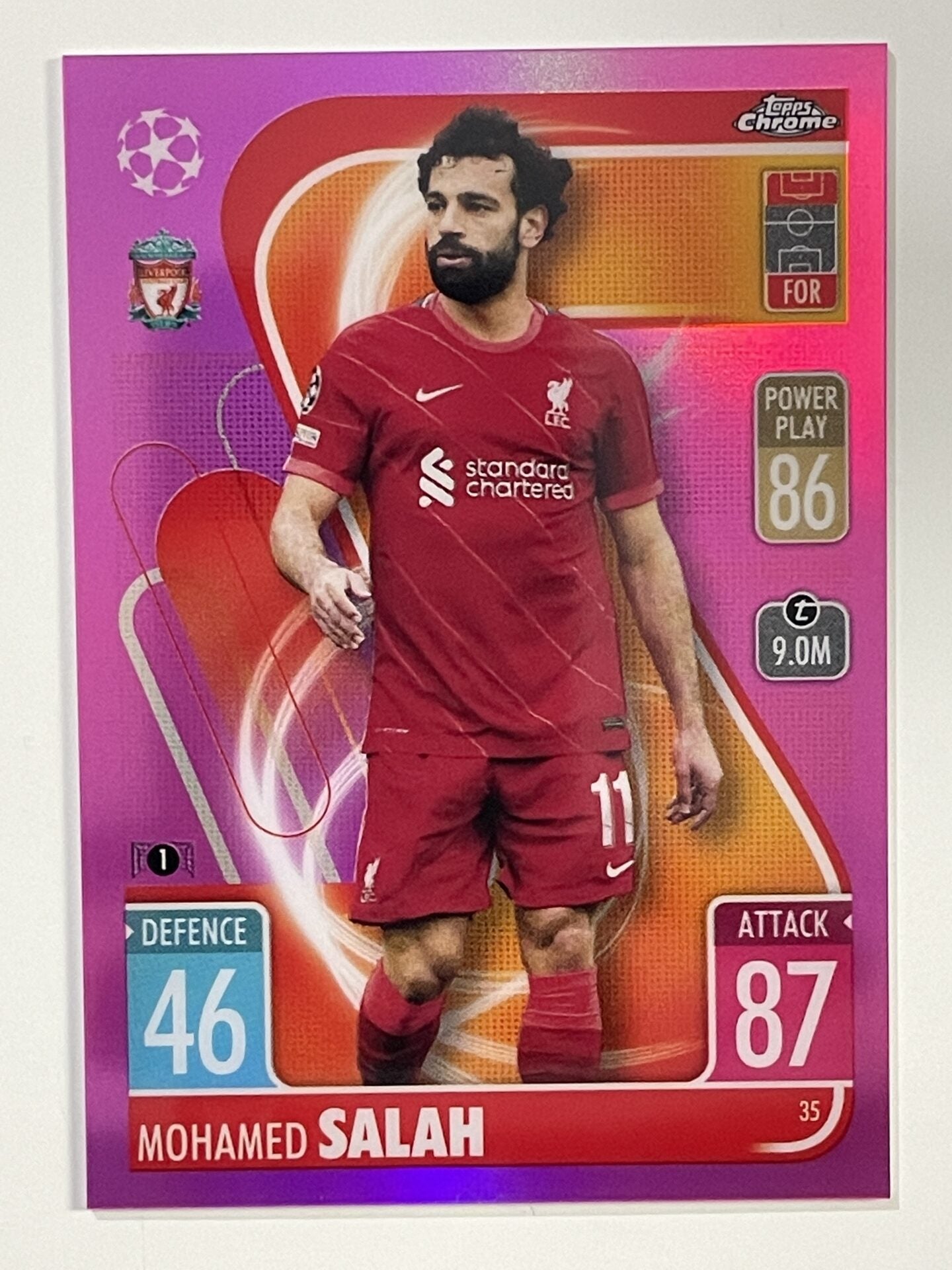 Mohamed Salah Pink Parallel Topps Match Attax Chrome 2021 2022