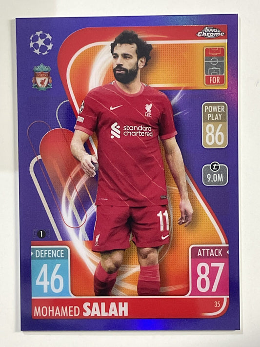 Mohamed Salah Purple Parallel Topps Match Attax Chrome 2021 2022