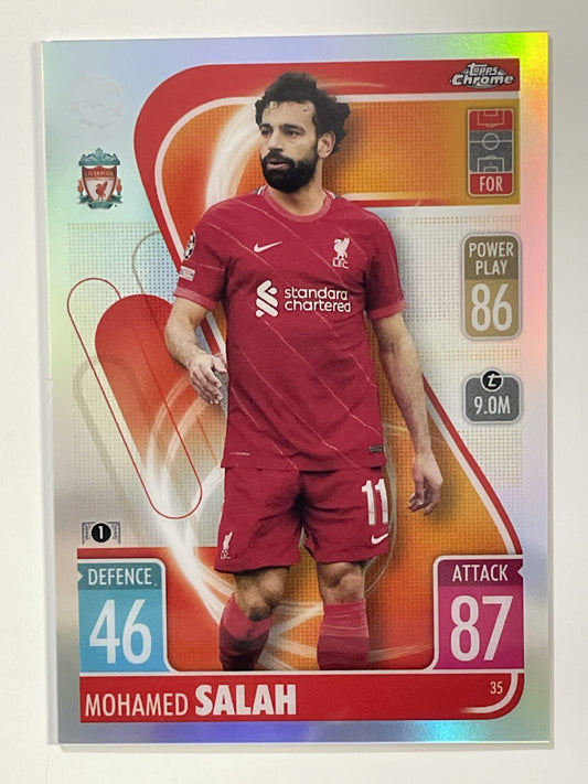 Mohamed Salah Refractor Topps Match Attax Chrome 2021 2022