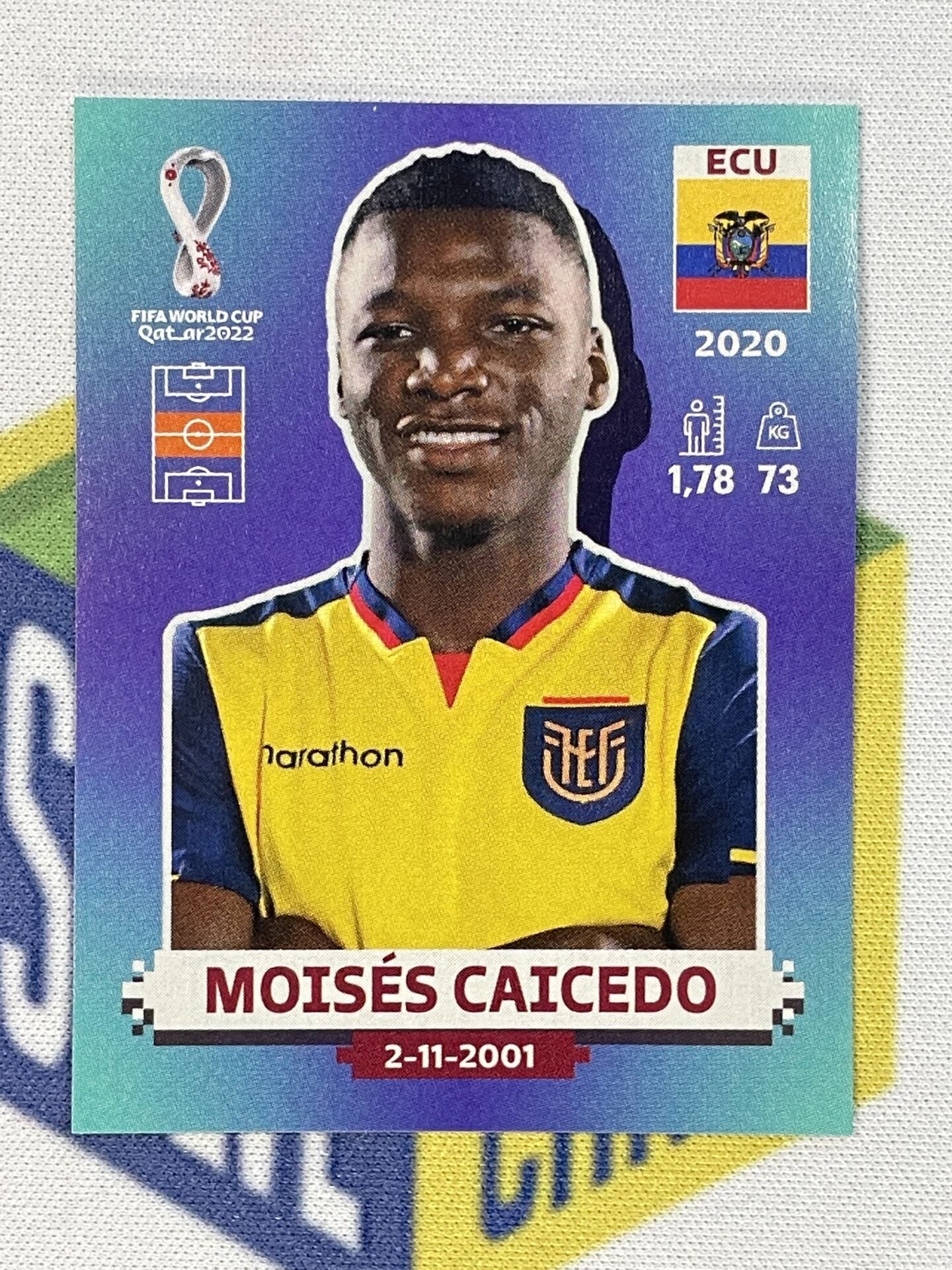 Moises Caicedo Ecuador Panini World Cup 2022 Qatar Stickers