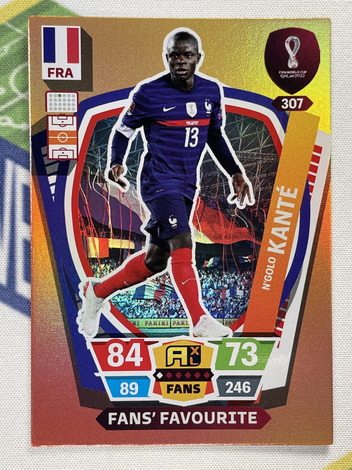 N&#8217;Golo Kante France Fans Favourite Panini World Cup 2022 Adrenalyn XL Card