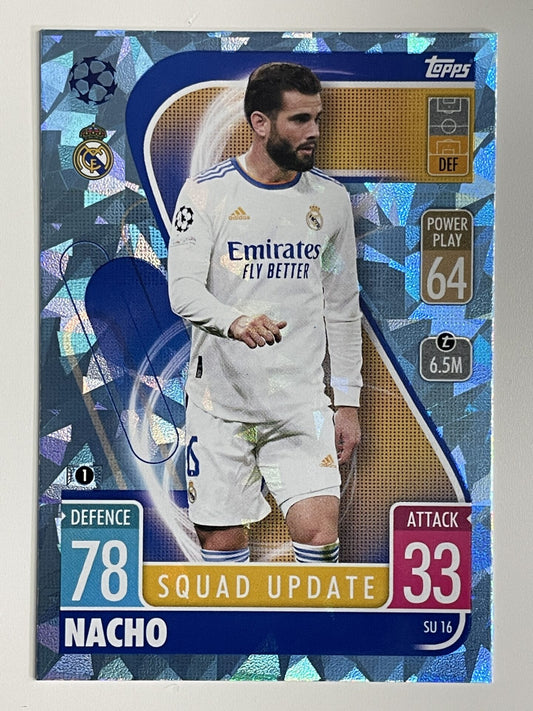 Nacho Real Madrid Base Crystal Foil Parallel Topps Match Attax Extra 2021:22 Champions League Card