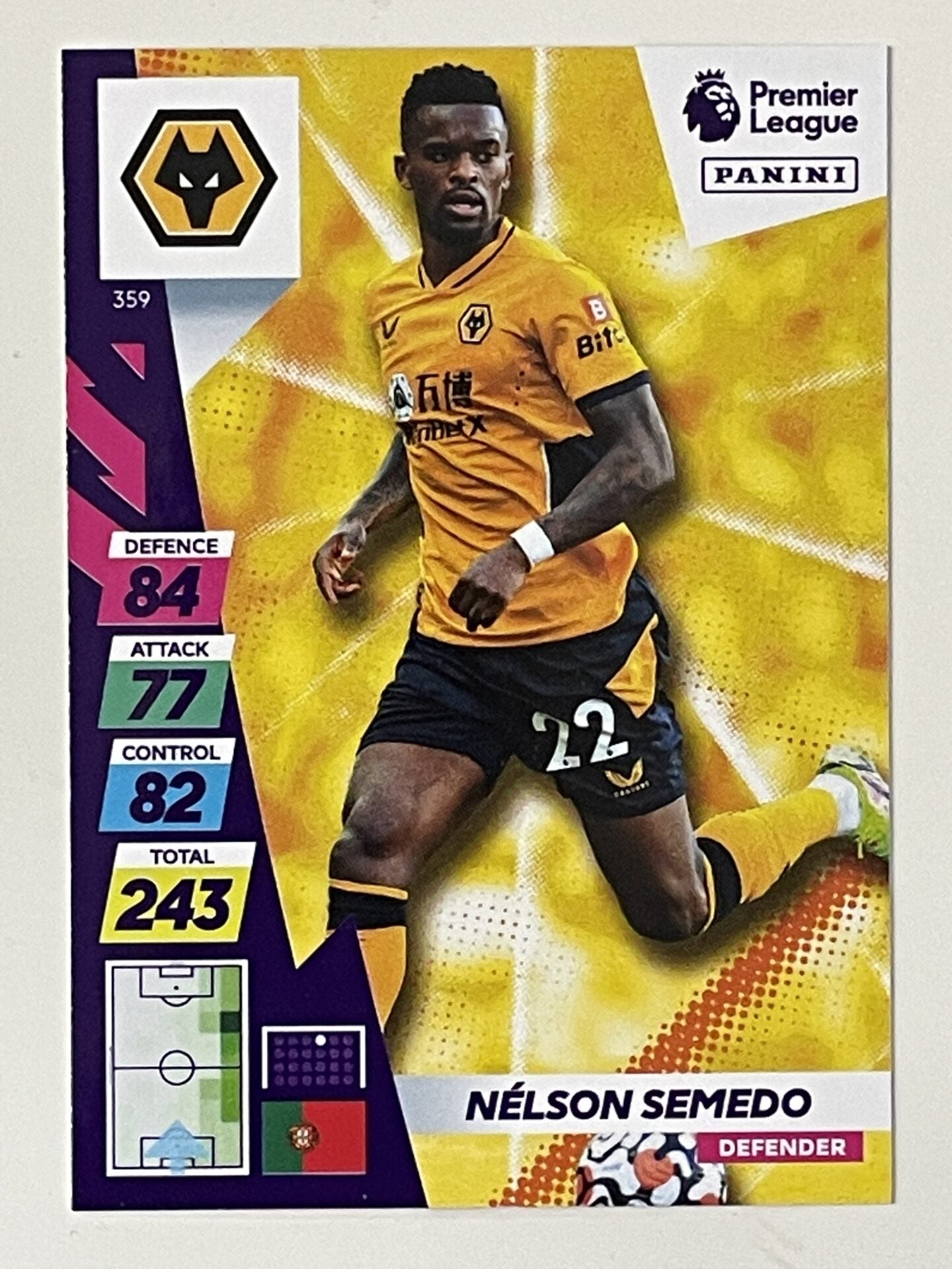 Nelson Semedo Wolves Base Panini Adrenalyn XL PLUS Premier League 2021 2022