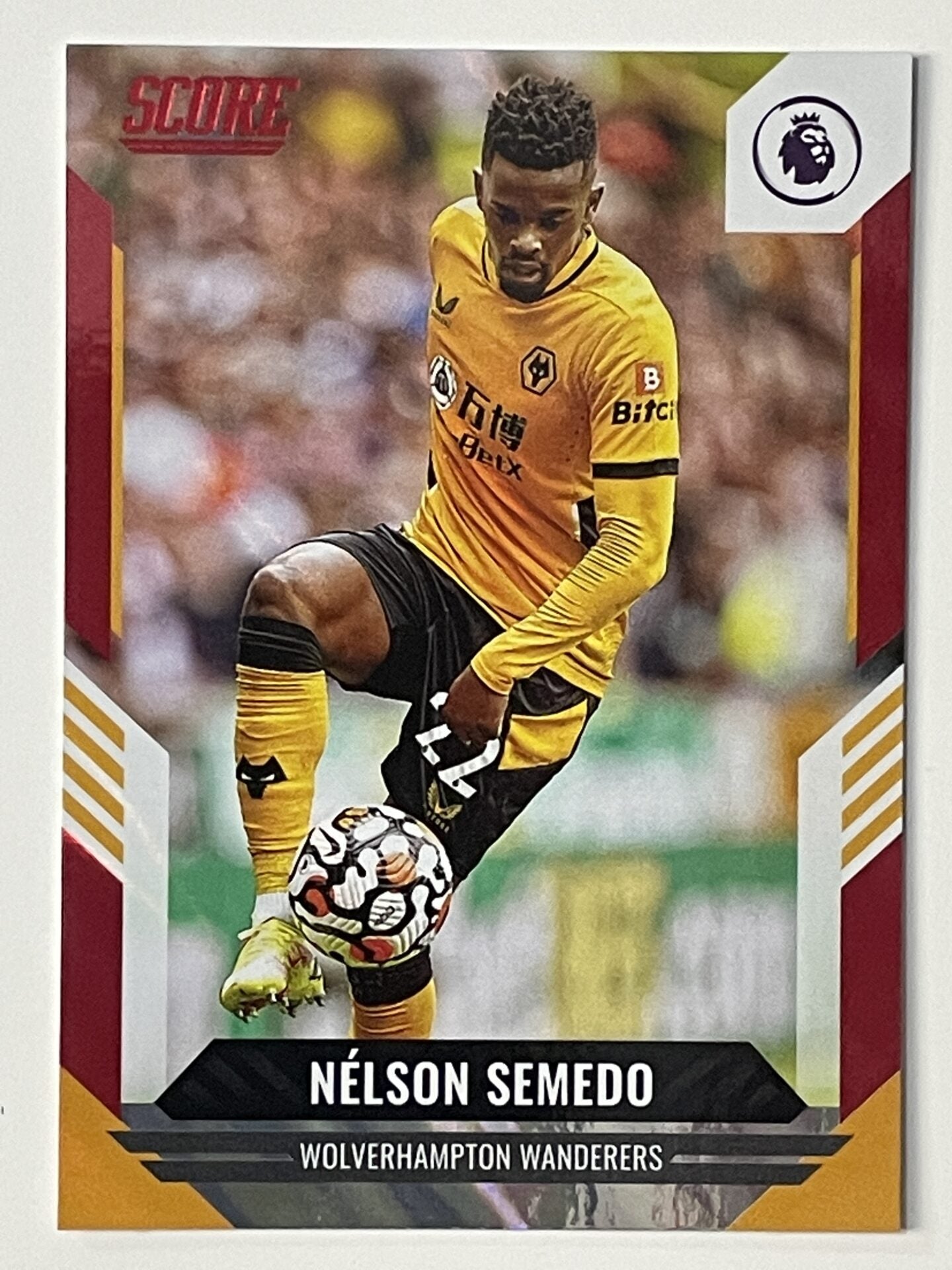 Nelson Semedo Wolves Base Red Lava Parallel Panini Premier League Score 2021 2022