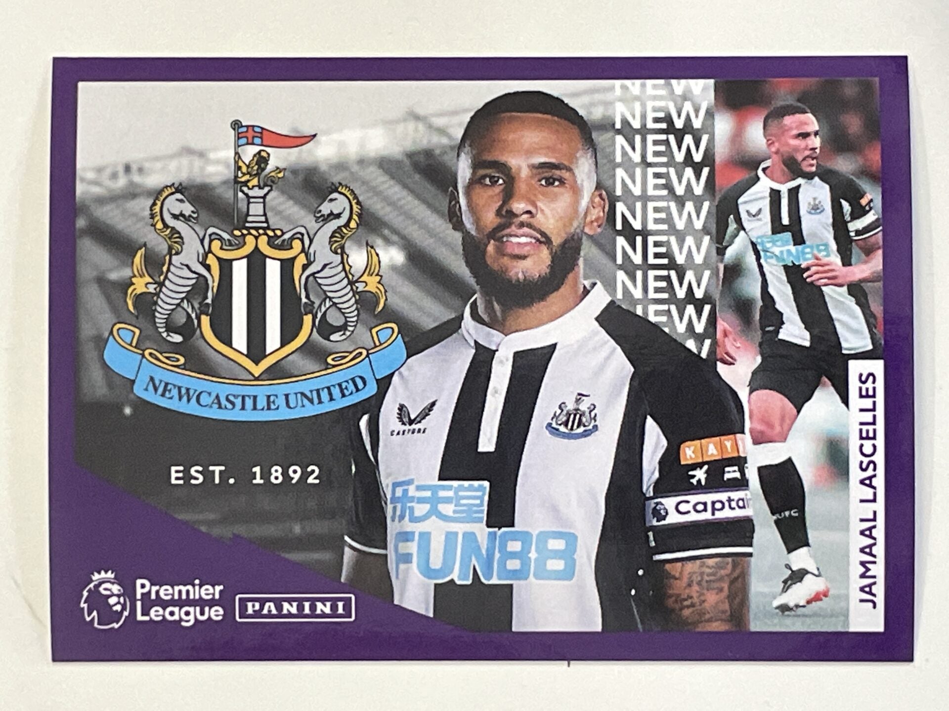 Newcastle United Captain Panini Premier League 2022 Football Sticker