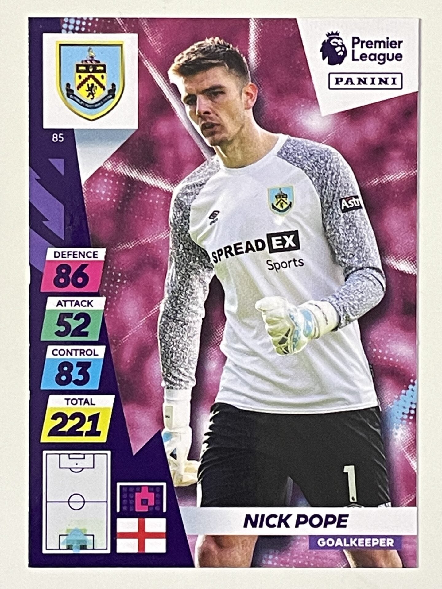 Nick Pope Burnley Base Panini Adrenalyn XL PLUS Premier League 2021 2022