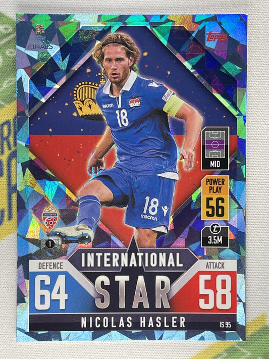 Nicolas Hasler Liechtenstein Crystal Foil Parallel Topps Match Attax 101 Road to Nations League 2022 Card