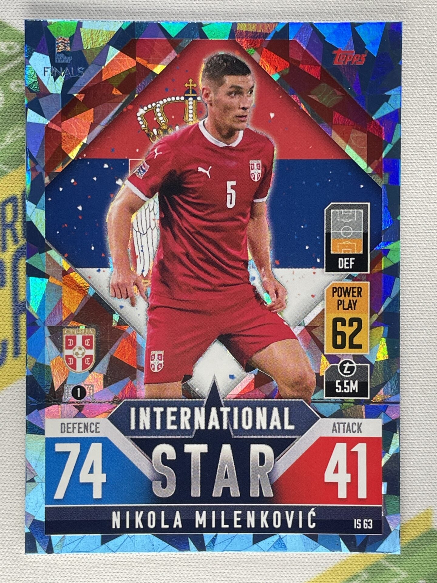 Nikola Milenkovic Serbia Crystal Foil Parallel Topps Match Attax 101 Road to Nations League 2022 Card