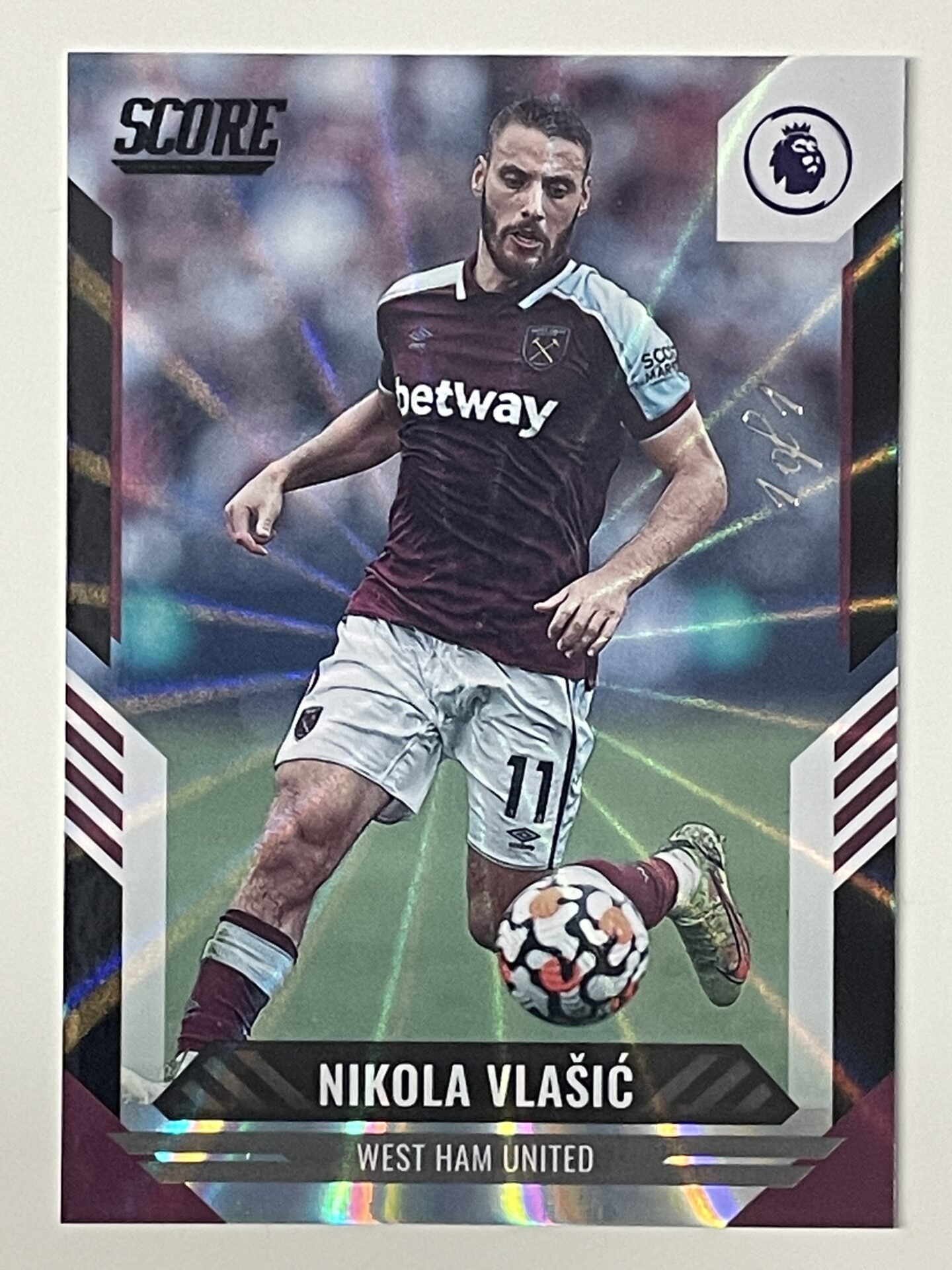 Nikola Vlasic West Ham Base Black Laser Parallel Panini Premier League Score 2021 2022