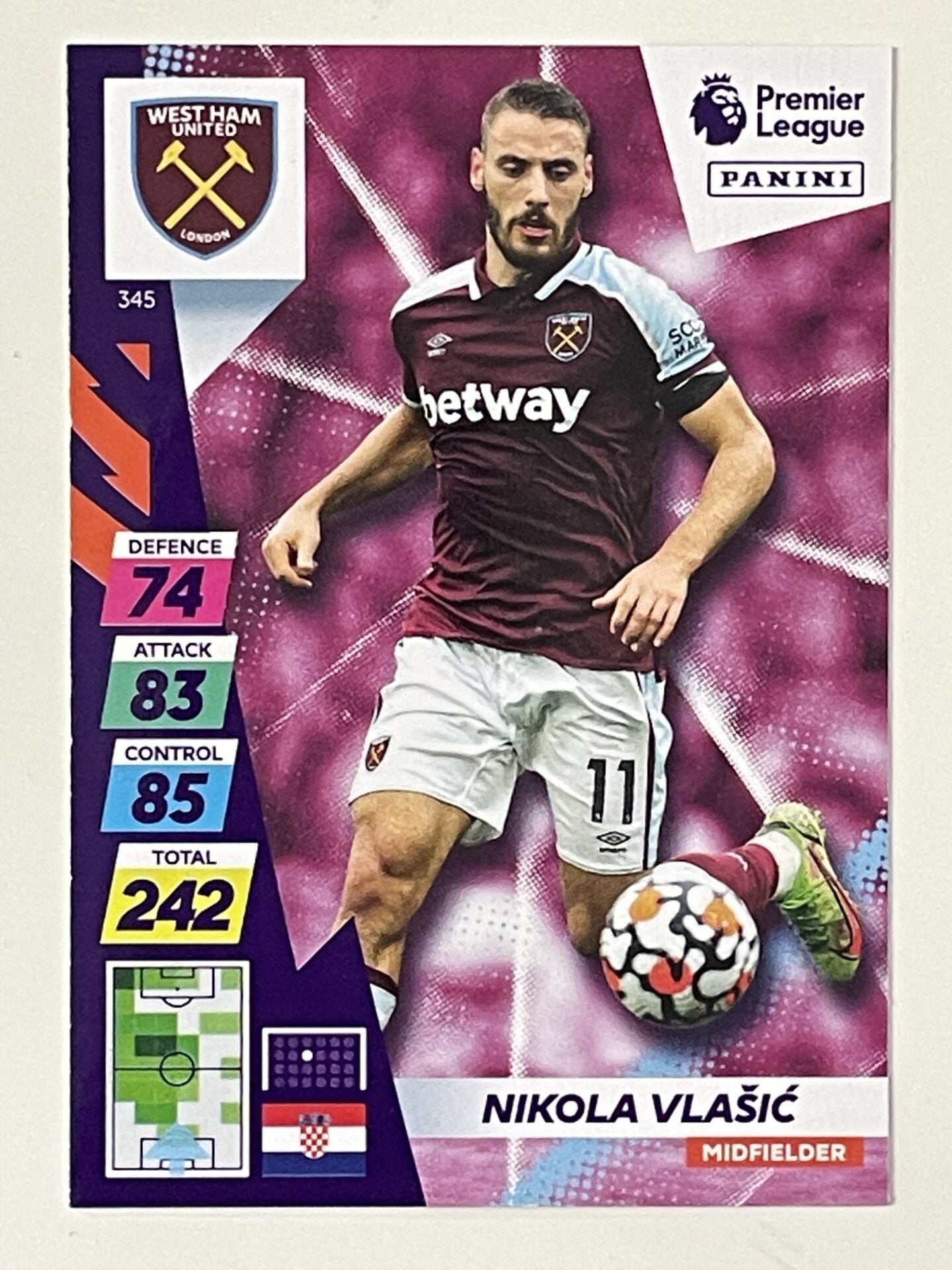 Nikola Vlasic West Ham Base Panini Adrenalyn XL PLUS Premier League 2021 2022