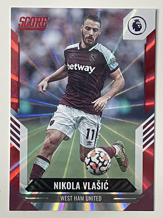 Nikola Vlasic West Ham Base Red Laser Parallel Panini Premier League Score 2021 2022