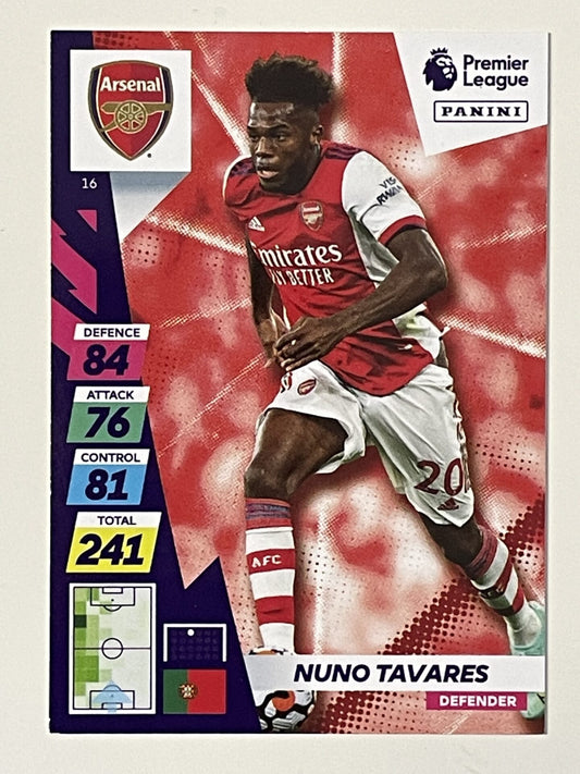 Nuno Tavares Arsenal Base Panini Adrenalyn XL PLUS Premier League 2021 2022