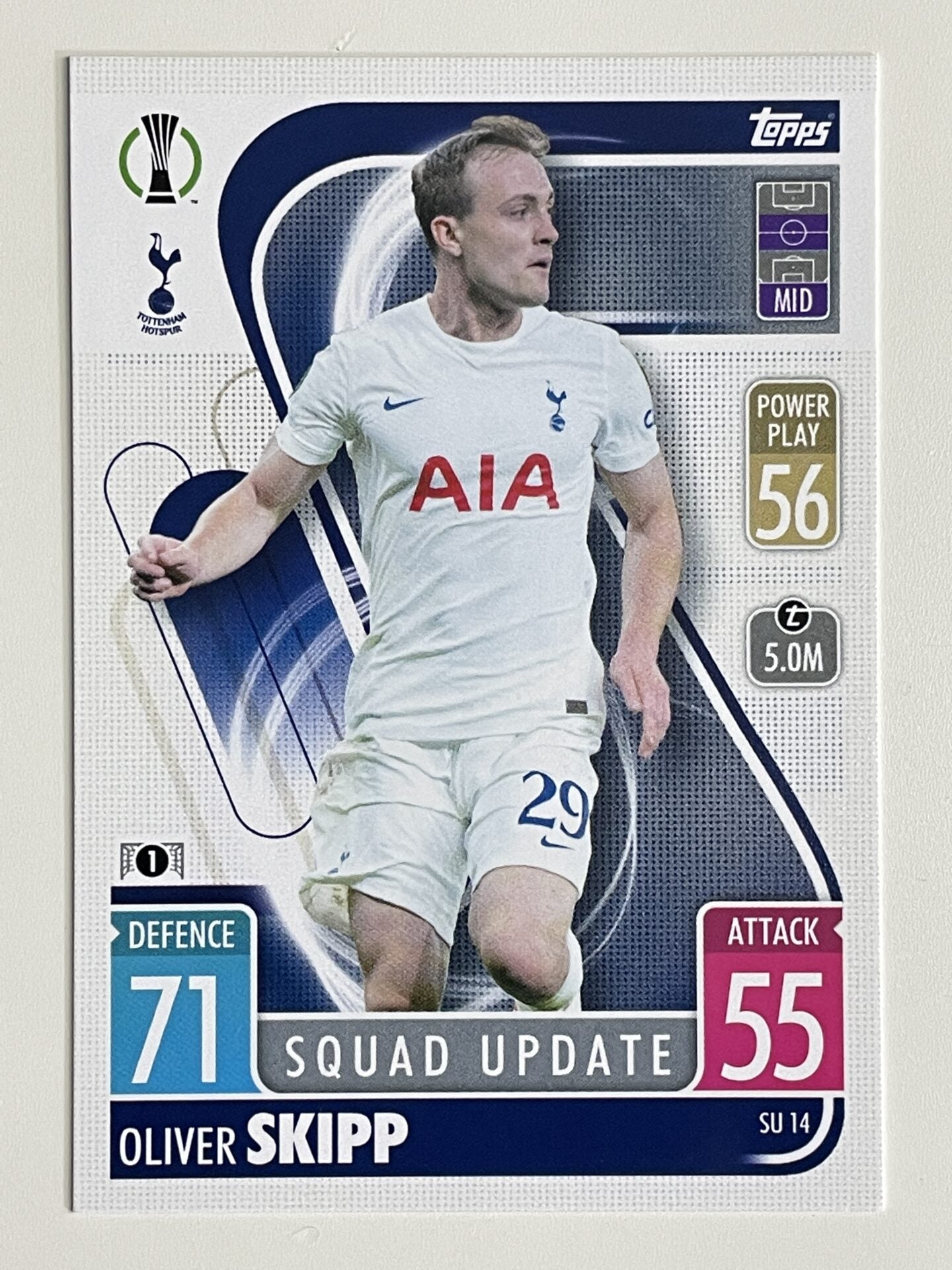 Oliver Skipp Tottenham Base Topps Match Attax Extra 2021:22 Champions League Card