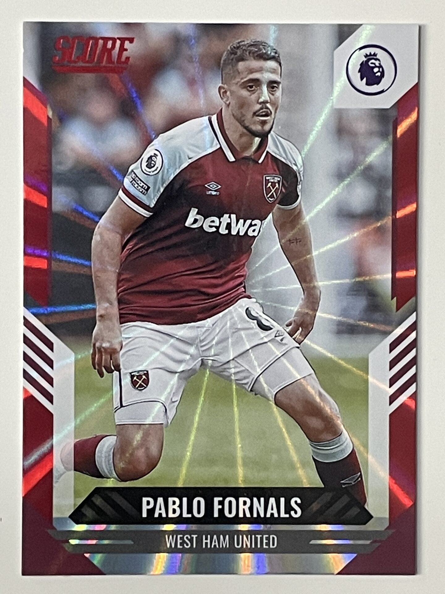 Pablo Fornals West Ham Base Red Laser Parallel Panini Premier League Score 2021 2022