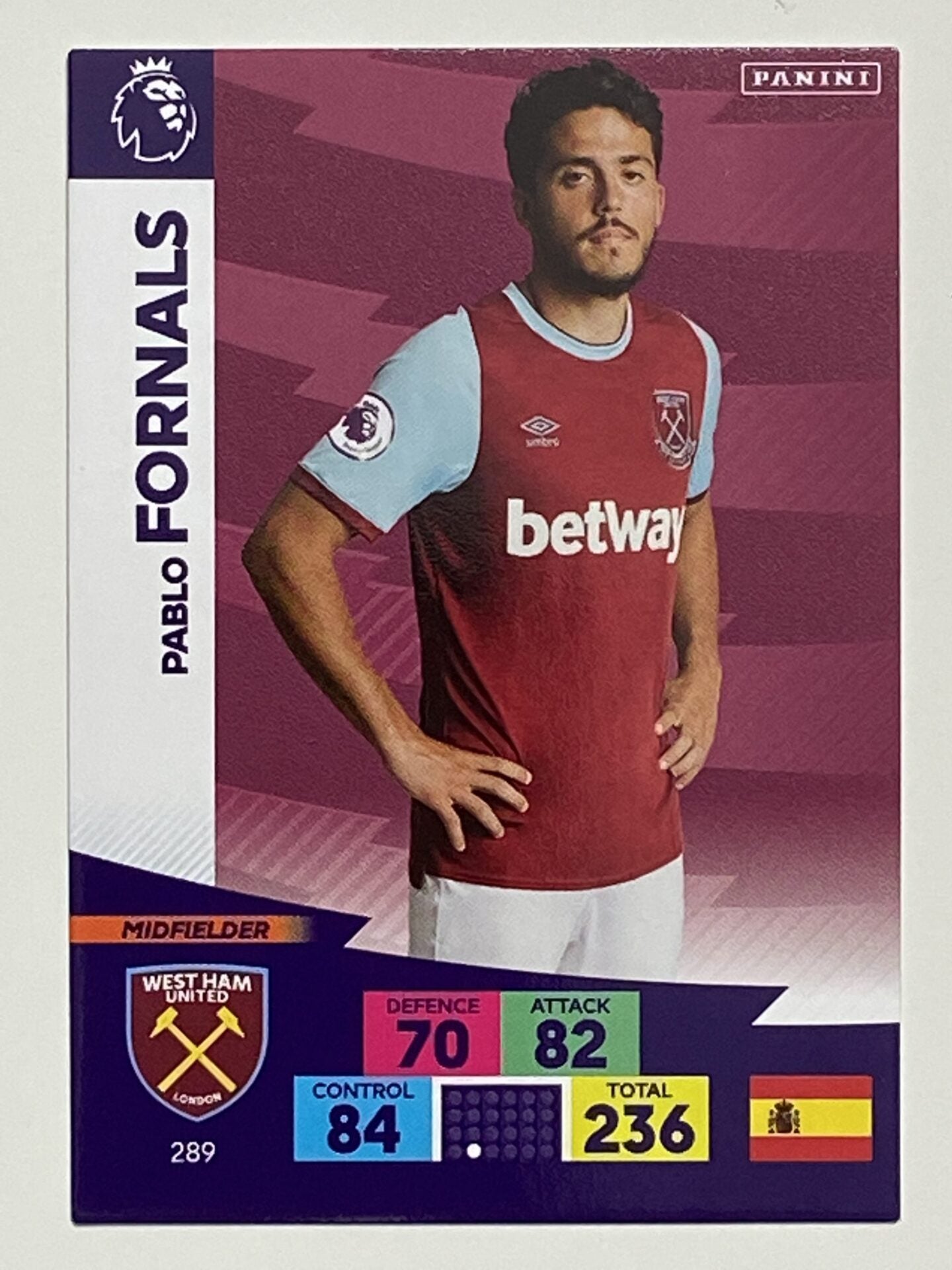 Pablo Fornals (West Ham) Football Card &#8211; Premier League Adrenalyn XL 2020:21