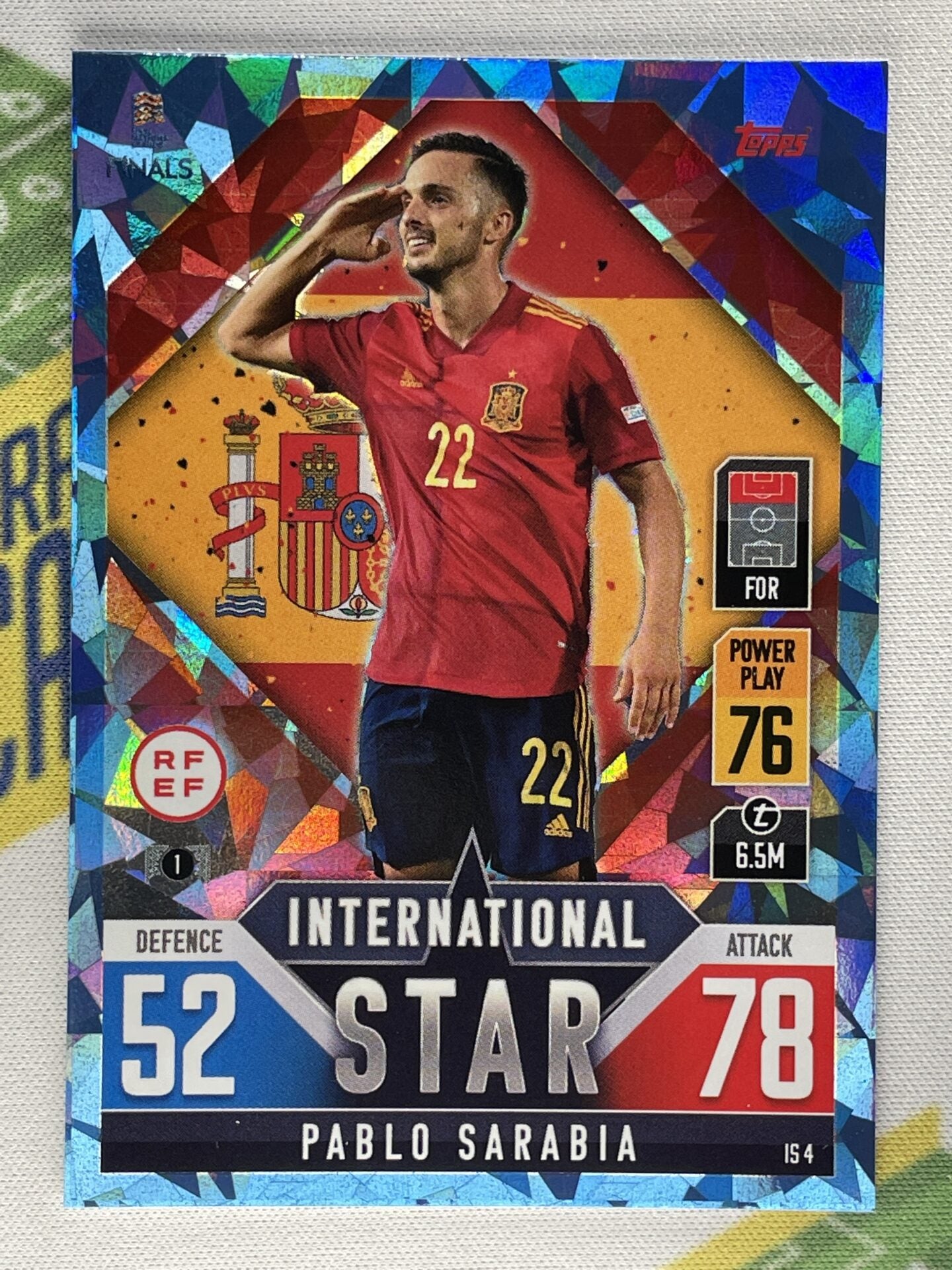 Pablo Sarabia Spain Crystal Foil Parallel Topps Match Attax 101 Road to Nations League 2022 Card