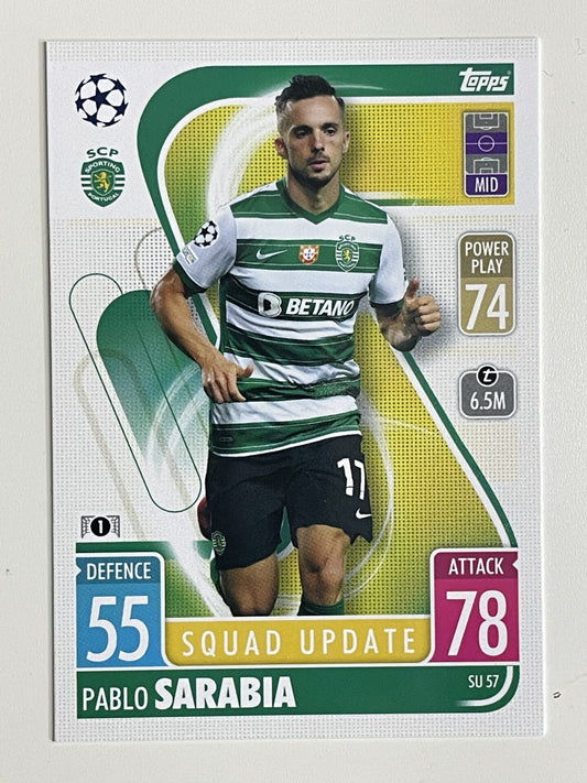 Pablo Sarabia Sporting CP Base Topps Match Attax Extra 2021:22 Champions League Card