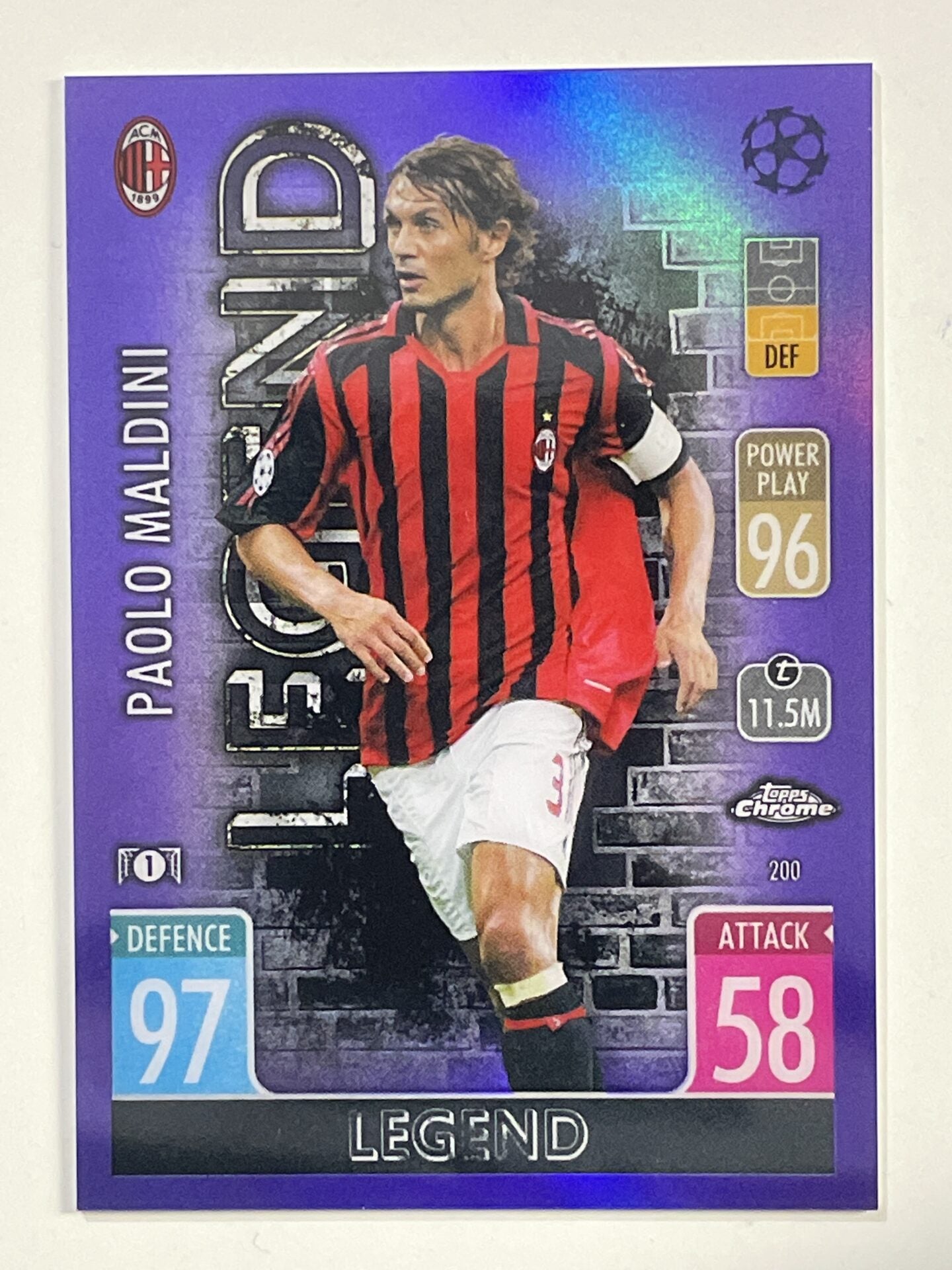 Paolo Maldini Purple Parallel Topps Match Attax Chrome 2021 2022