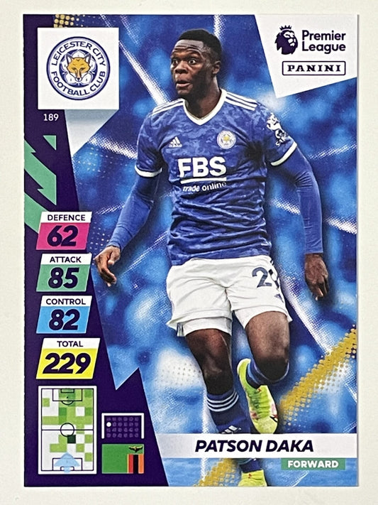 Patson Daka Leicester City Base Panini Adrenalyn XL PLUS Premier League 2021 2022