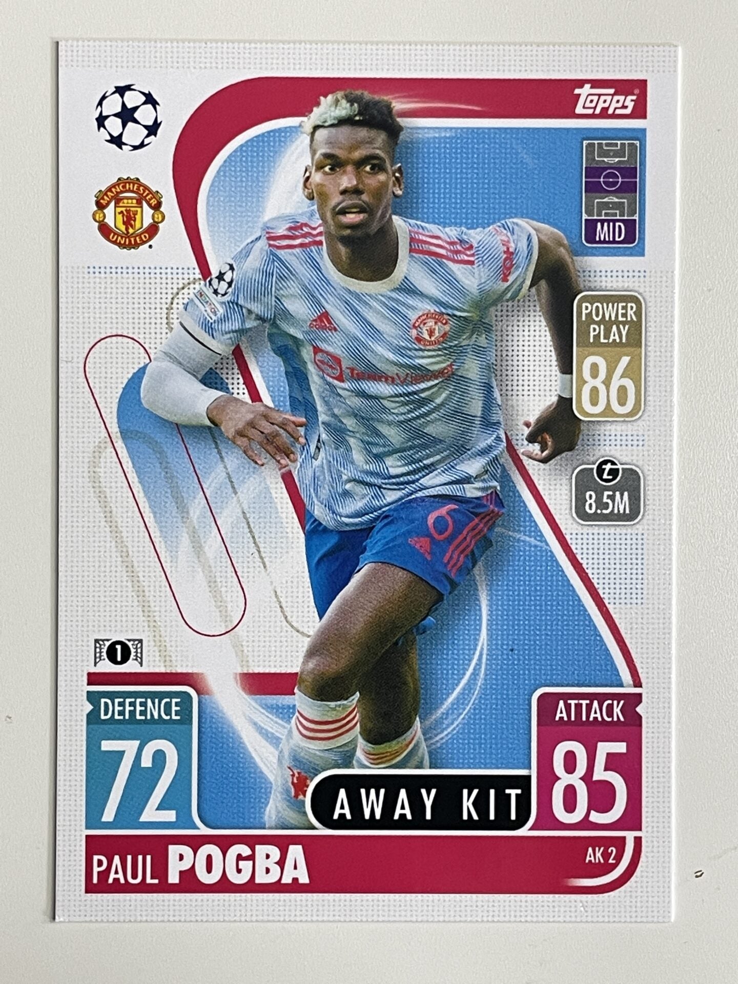 Paul Pogba Manchester United Away Kit Topps Match Attax Extra 2021:22 Champions League Card