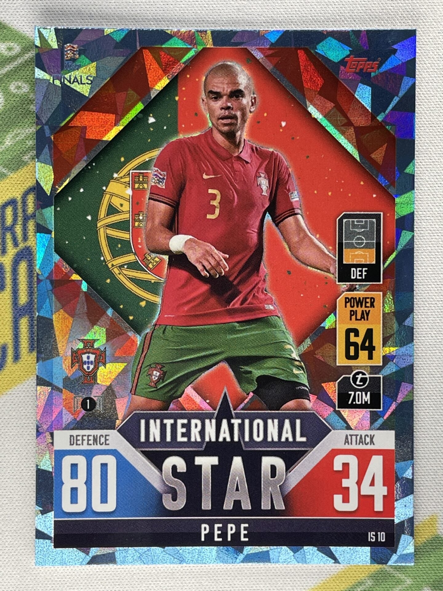 Pepe Portugal Crystal Foil Parallel Topps Match Attax 101 Road to Nations League 2022 Card