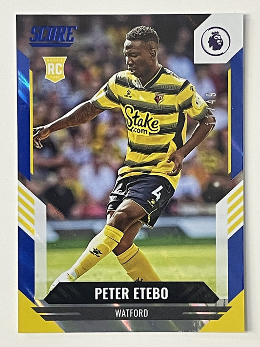 Peter Etebo Watford Base Blue Lava Parallel Panini Premier League Score 2021 2022