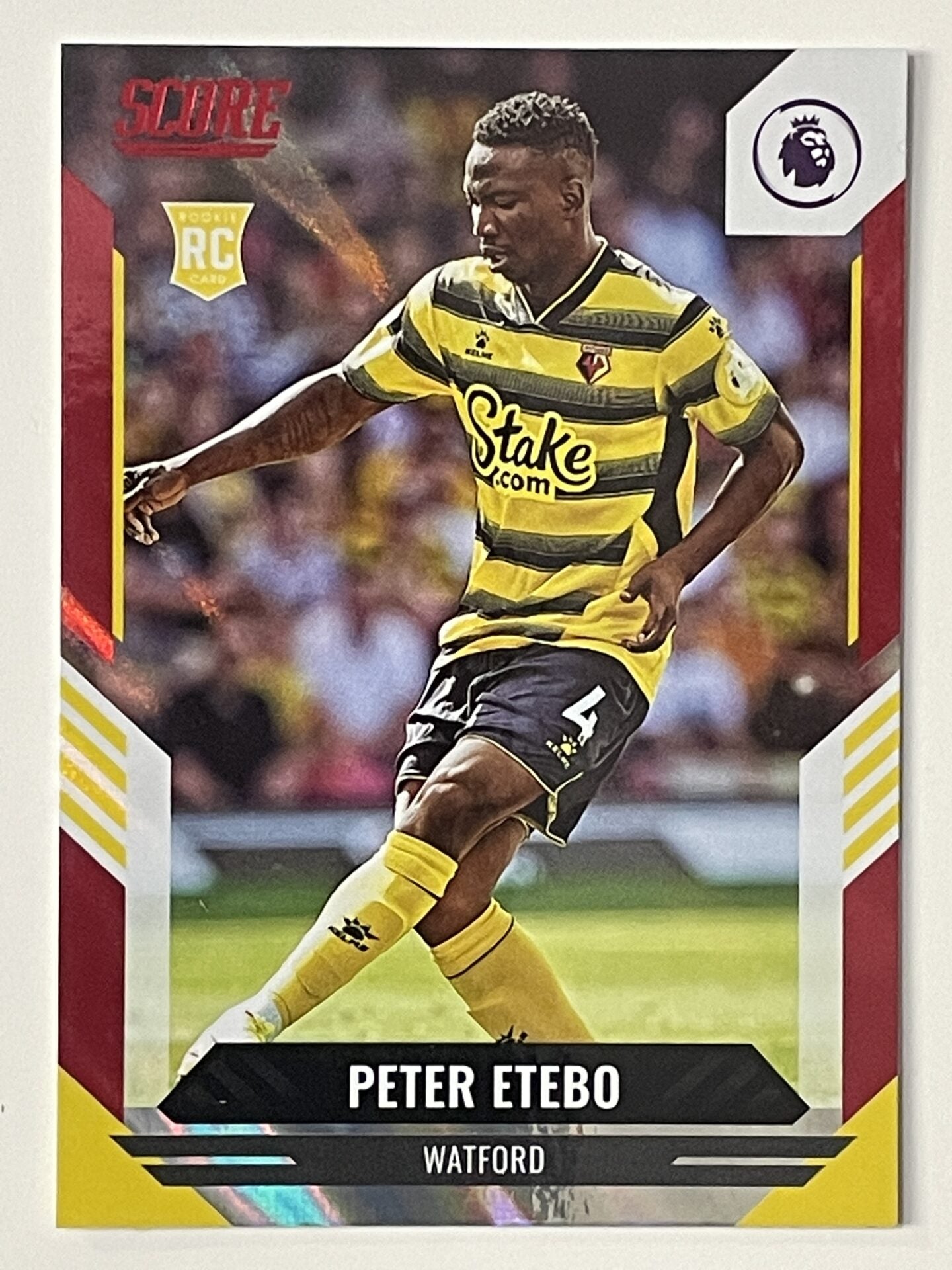 Peter Etebo Watford Base Red Lava Parallel Panini Premier League Score 2021 2022