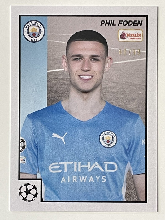 Phil Foden Manchester City Base Parallel 88:99 Topps Merlin Heritage 97 UEFA Champions League Card