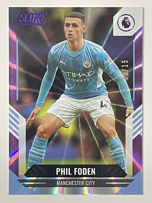 Phil Foden Manchester City Base Purple Laser Parallel Panini Premier League Score 2021 2022