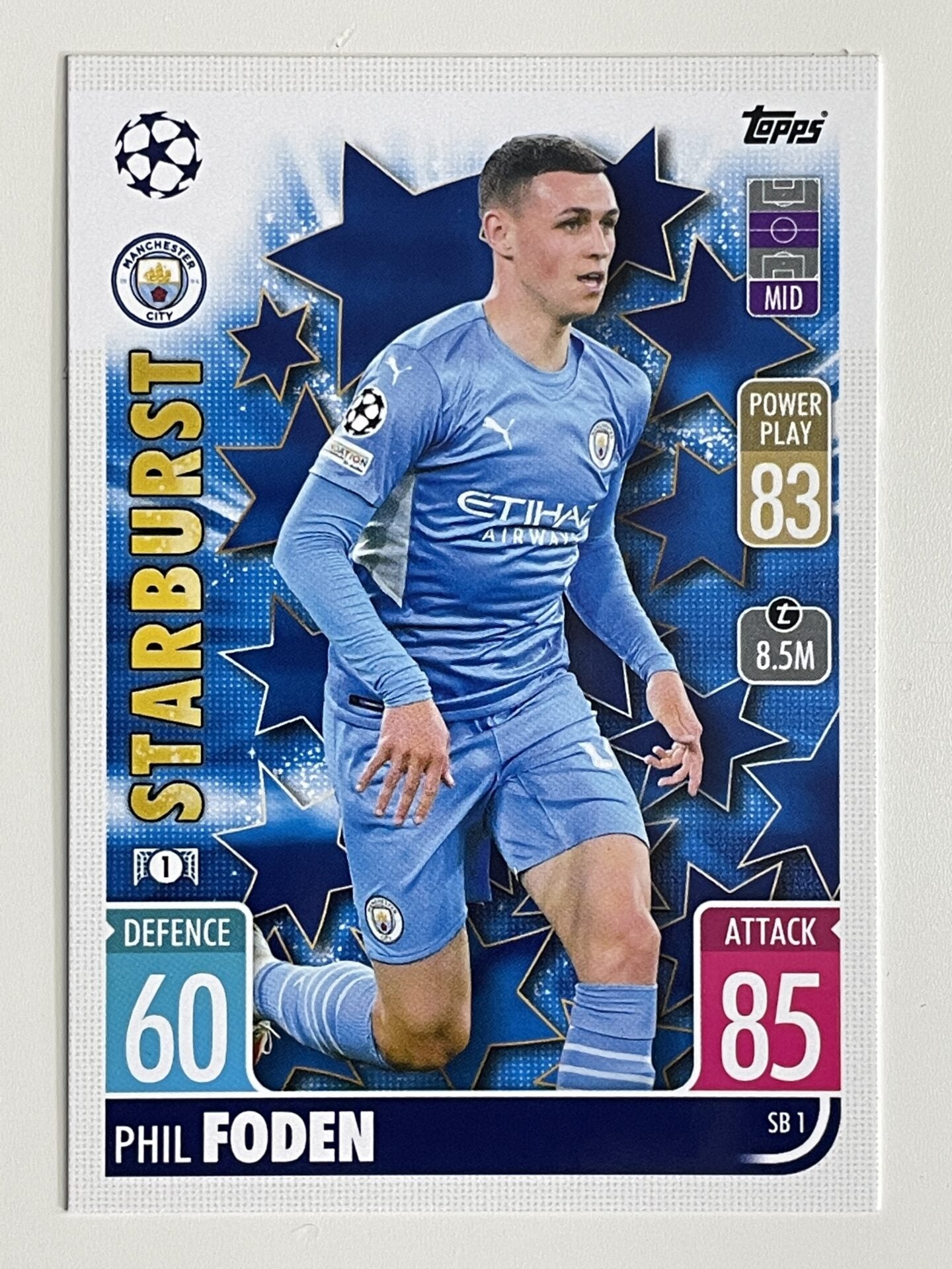 Phil Foden Manchester City Starburst Topps Match Attax Extra 2021:22 Champions League Card