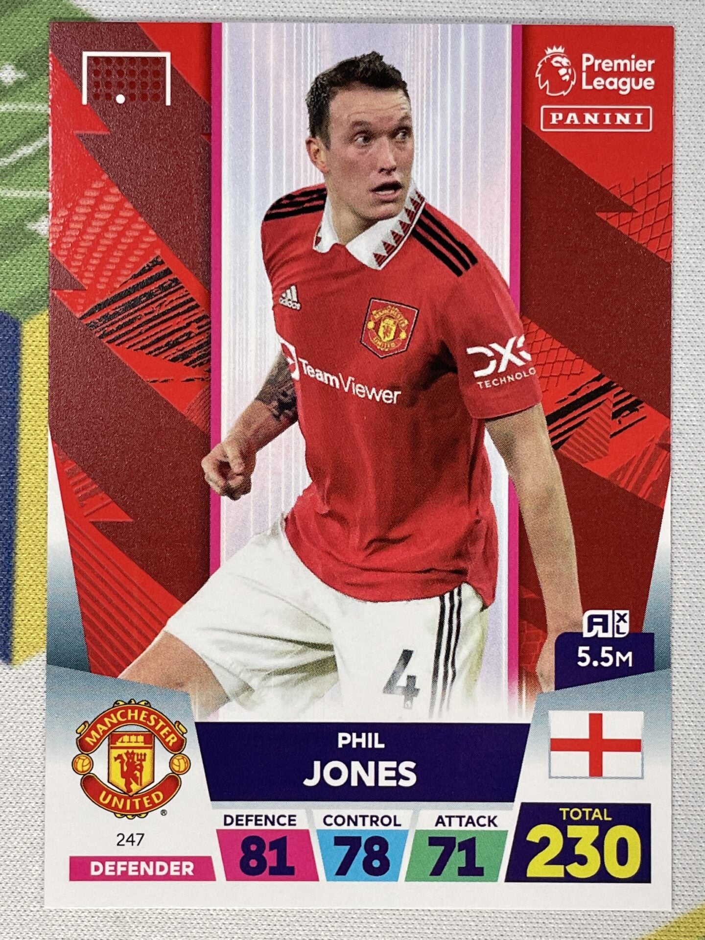 Phil Jones Manchester United Panini Premier League Adrenalyn XL 2023 Card